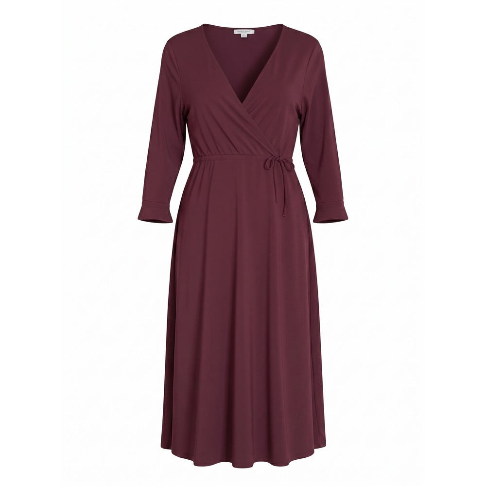 Old Navy Maternity Faux‎ Wrap Midi Dress Burgundy Wine 3/4 Sleeve Size S Small